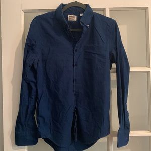 Naked and famous mens dress shirt button down - cotton - blue